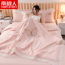 South Pole Princess Wind Ice Silk Summer quilted by four sets Double Quilt Spring Autumn Air Conditioning by Summer True Silk Summer