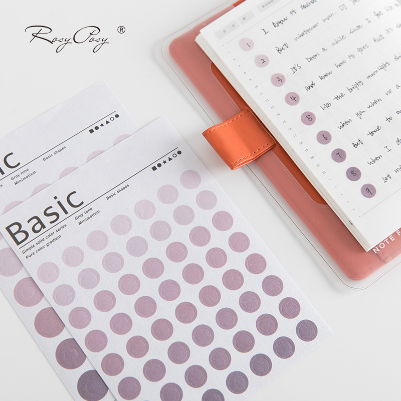 Salt-based multi-functional basic geometric hand-book plain label sticker inswind dot hand-book decorative material sticker