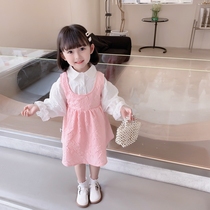 Childrens bubble sleeve foreign dress girl baby Princess puffy dress girl Korean shirt strap skirt spring and autumn dress