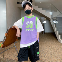 Boys summer clothing short sleeve suit 2022 new CUHK Childrens Yangqi Boy Trendy Fried Street Sportswear Korean version of the tide
