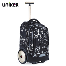 UNIKER trolley school bag for girls middle and high school students boys and girls fashion large capacity climbing big wheels travel