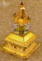 Solar cell dual-use rotary wheel tower Stupa Crystal tower Car Tibetan decoration rotary cylinder car ornaments to ensure safety