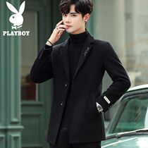 Playboy autumn and winter woolen coat mens short business cashmere suit collar woolen woolen coat mens