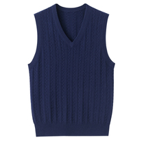 Cashmere sweater mens vest vest vest V neck twist simple casual solid color waistcoat with shirt sweater E95