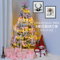 ins pink flocked Christmas tree set meal 1 2 1 5 1 8 2 1 m floor Christmas tree household window ornaments