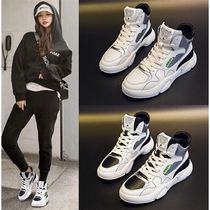 Hong Kong leather high-help sports women 21 new autumn wild couples leisure old man small white shoes ins tide