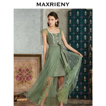 MAXRIENY summer new bronzing polo dress womens French dress