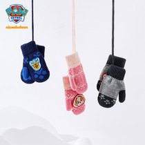 Wang Wang team Childrens gloves five fingers flip gloves half finger 2021 autumn and winter New baby warm gloves