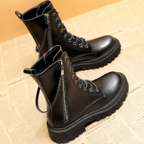 Martin boots British style 2021 new autumn and winter plus velvet spring and autumn single boots leather mid-tube short boots womens shoes