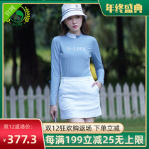 G LIFE golf clothing women Korean stand collar long sleeve T-shirt autumn and winter fashion slim sports skirt set