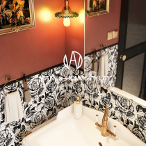 Vatican retro French toilet wall tiles bathroom toilet tiles black and white rose tiles kitchen floor tiles