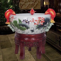 Jingdezhen ceramic ornamental fish tank Modern home Feng Shui lucky circulation filter oxygen basin Lucky humidification ornaments
