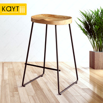 Fashion creative solid wood bar chair Wrought iron bar chair Modern simple household high stool Bar table chair Bar stool