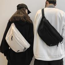 Simple shoulder bag mens sports mens bag large capacity chest leisure Japanese shoulder bag mens solid color backpack women