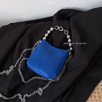 Blue summer niche design mini bucket bag bag female 2021 New Tide fashion one shoulder crossbody chain bag