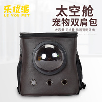 Pet air box Backpack suitcase Dog cat shoulder backpack Travel out shopping Blue cat short tail kitten