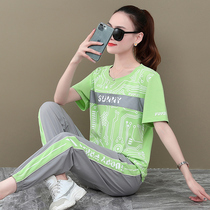 361 sports casual clothes suit womens summer new Jordano fashion round neck T-shirt trousers running two-piece set tide
