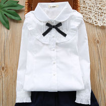 Girls shirt spring and autumn long sleeve white girls children 2021 inch shirt cotton little girl shirt base female
