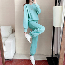Autumn leisure sports suit women spring and autumn 2021 New loose slim fashion long sleeve sweater two-piece foreign style