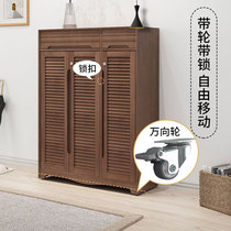 Fingerprint with lock shoe cabinet home door corridor staircase outside cabinet outdoor corridor pulley movable shoe cabinet solid wood