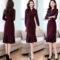 Small dress womens 2021 autumn dress new celebrity temperament waist French cover belly thin skirt tide