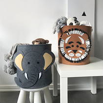 Big lion pattern childrens toy storage basket washable felt small and medium dirty clothes basket baby debris storage box