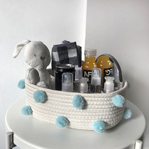 Hair ball storage cotton rope ins desktop finishing cosmetics lipstick storage box washable small debris key storage