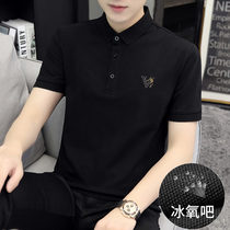 Summer polo shirt mens short-sleeved 2021 new black business high-end fashion brand lapel ice sense half-sleeve mens t-shirt
