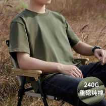 240 g heavy T - shirt men short sleeve cotton combed cotton summer loose round collar half - sleeved all - cotton shirt