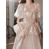 Evening dress dress female banquet temperament 2021 new annual meeting host design sense advanced vocal music test high-end