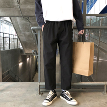  Pants Mens summer trousers Loose straight pants Wide-leg all-match suit pants trend nine-point casual pants spring and autumn trousers