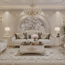 French light luxury palace style sofa solid wood carved living room neo-classical high-end villa luxury furniture fabric combination
