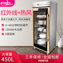 Infrared hot air tableware disinfection cabinet Commercial 450L vertical double door large capacity restaurant canteen cleaning cupboard