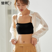 Underwear womens summer thin beauty back integrated non-steel bra camcorder camisole vest with thin shoulder strap and chest wrap