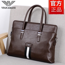 Mens handbag genuine leather handbag mens new business briefcase light extravagant mens bag wrapped single shoulder inclined satchel with large capacity tide