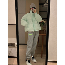 Blue down jacket women 2021 new winter short thin light small man Korean students fashion foreign style jacket explosion