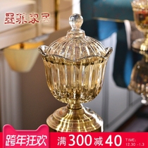 European-style light luxury glass candy cans with lid storage cans ornaments modern living room coffee table dried fruit storage cans decorations