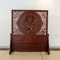 Dongyang wood carving single dragon spit beads landing screen Chinese style solid wood antique partition living room entrance screen screen