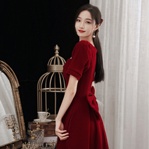 Wedding thank-you banquet toast dress bride 2021 new red autumn long engagement return dress