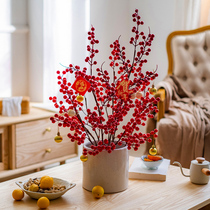 The lucky fruit of the living room dried flowers berries new year red fruit flower arrangement living room wedding