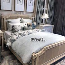 American country solid wood rattan bed Double bed Simple American antique rattan woven bed Net Red wedding bed Solid wood princess bed