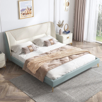 Light luxury modern leather bed Italian simple high-end master bedroom atmospheric double 2021 new net red leather art bed wedding bed