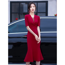 Toast to the bride 2022 new advanced senses can normally be worn in red fish-tailed gown engagement dress and dress small