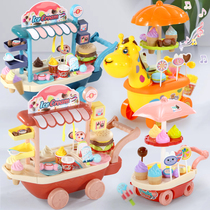 Childrens Home Toy Girl Ice Cream Car Girl 1-3-6-year-old Mini emulation Music Candy Ice Cream