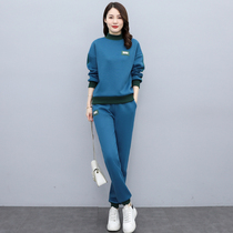 Plus velvet padded leisure sports suit womens 2021 autumn new running morning exercise clothes two-piece kindergarten Garden suit