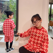 Tong Chenchens mother autumn boy net red fried street suit 2022 new baby girl New Years top fake two-piece pants