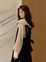 Pregnant Womens Spring and Autumn new fashion set age Super Fairy Doll collar shirt suspender dress foreign style two-piece set