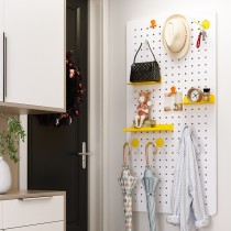  Hole board storage wall punch-free hole rack Bedroom office desk Metal porch wall-mounted wall shelf