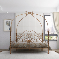 European Wrought iron bed 1 5 meters 1 8 meters double bed Retro Nordic Princess bed Curtain bed Creative iron frame bed customization