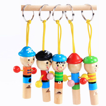 Wooden pirate small whistle Orff musical instrument childrens kindergarten educational toy whistle decoration hoist keychain